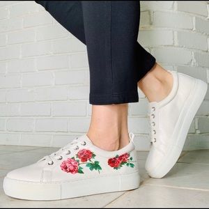 NIB J/Slides Adel Floral Platform Leather Sneaker